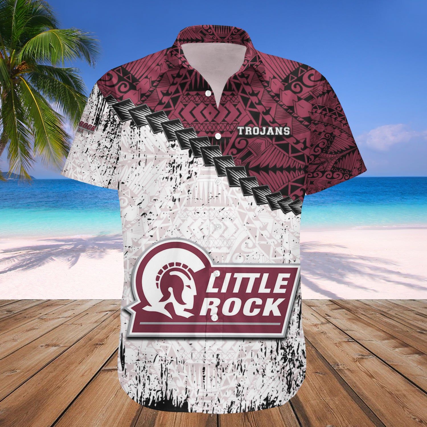 Little Rock Trojans Hawaii Shirt Grunge Polynesian Tattoo – NCAA