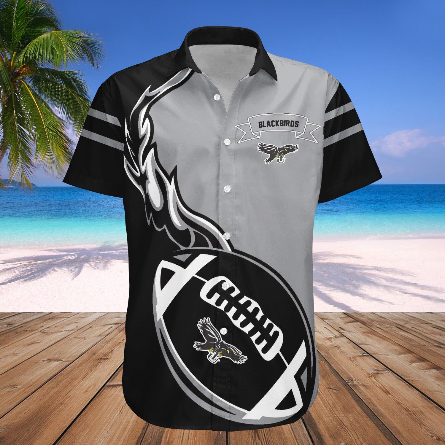 Liu Brooklyn Blackbirds Hawaii Shirt Flame Ball – NCAA