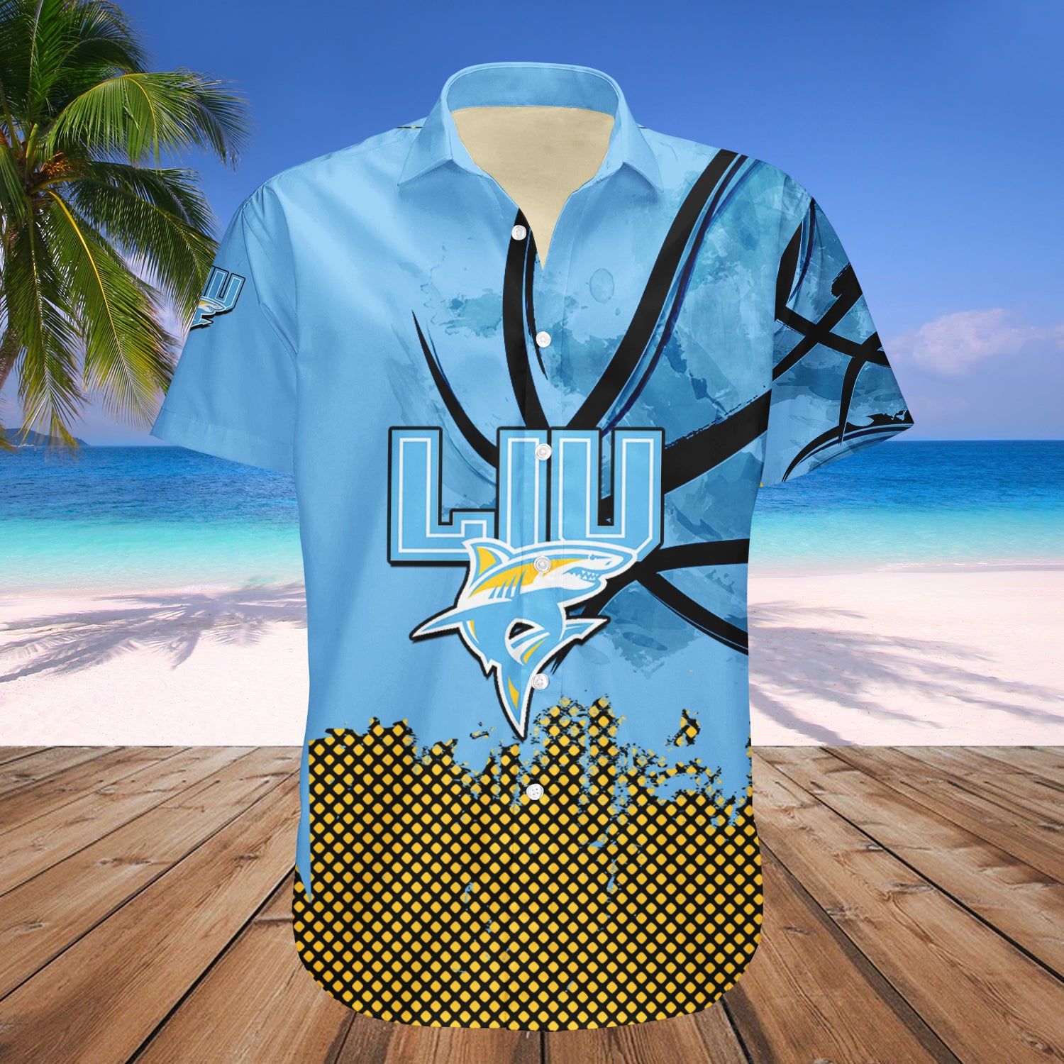 Liu Sharks Hawaii Shirt Basketball Net Grunge Pattern – NCAA