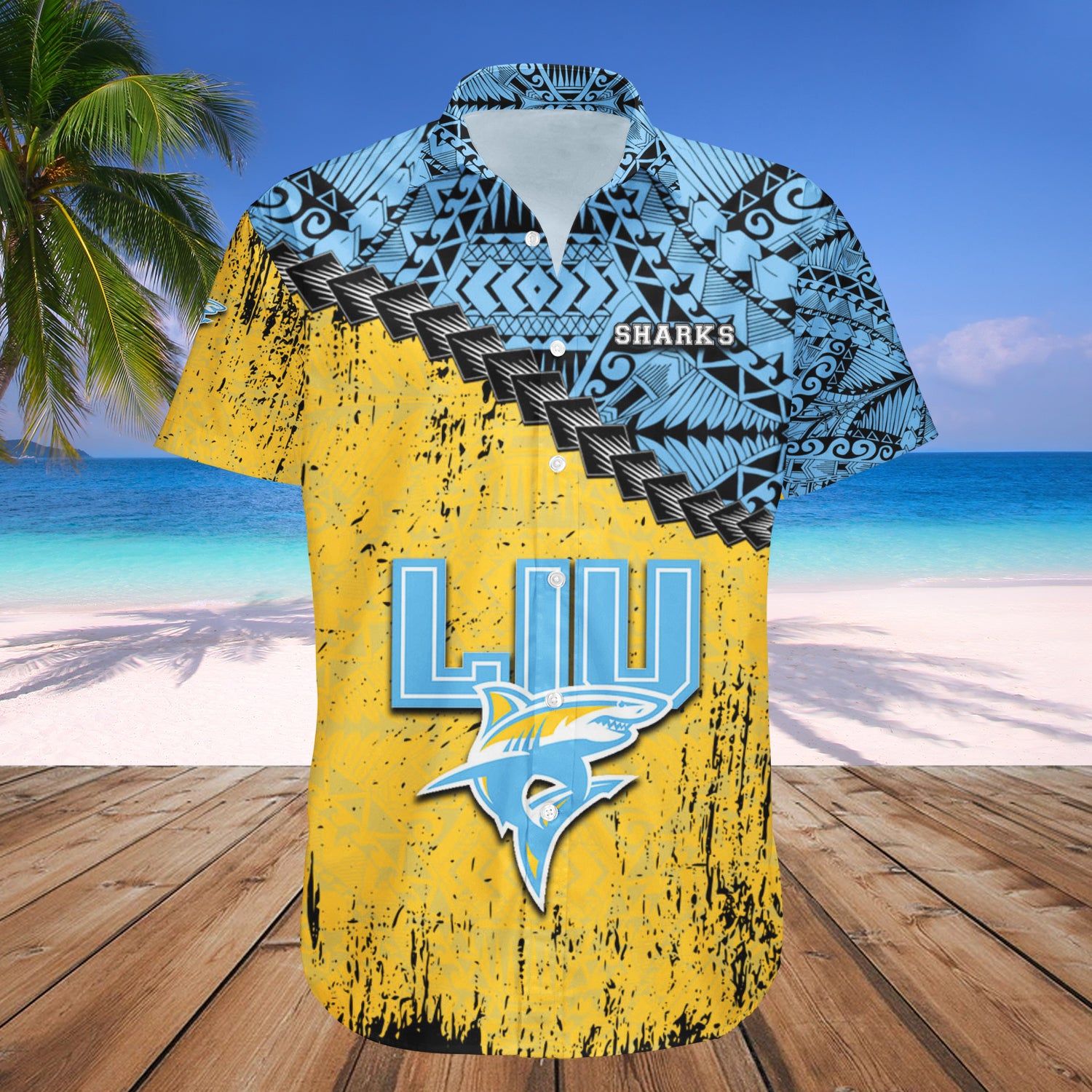Liu Sharks Hawaii Shirt Grunge Polynesian Tattoo – NCAA
