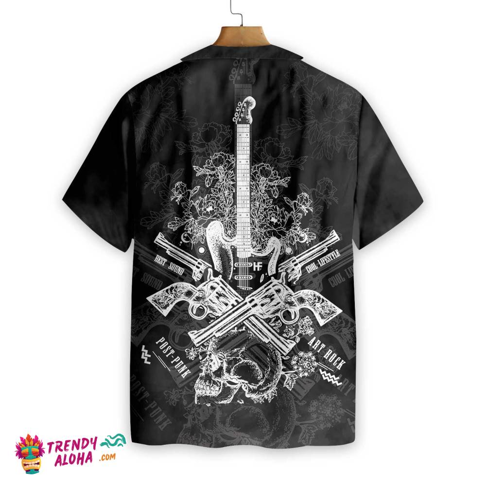 Live Rock And Roll Black And Smoke Guitar Hawaiian Shirt