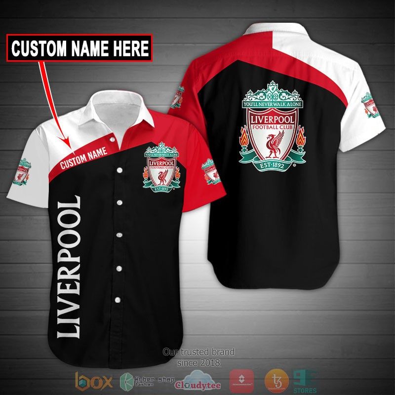 Liverpool Fc Custom Name Red Black Trendy Hawaiian Shirt V2 Aloha Shirt