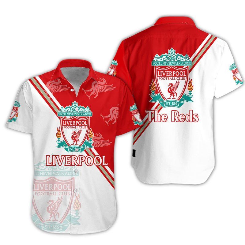 Liverpool Fc Red White Hawaiian Shirt V4 Aloha Shirt