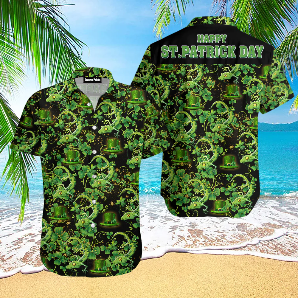 Lizard Love Irish St Patricks Day Hawaiian Shirt For