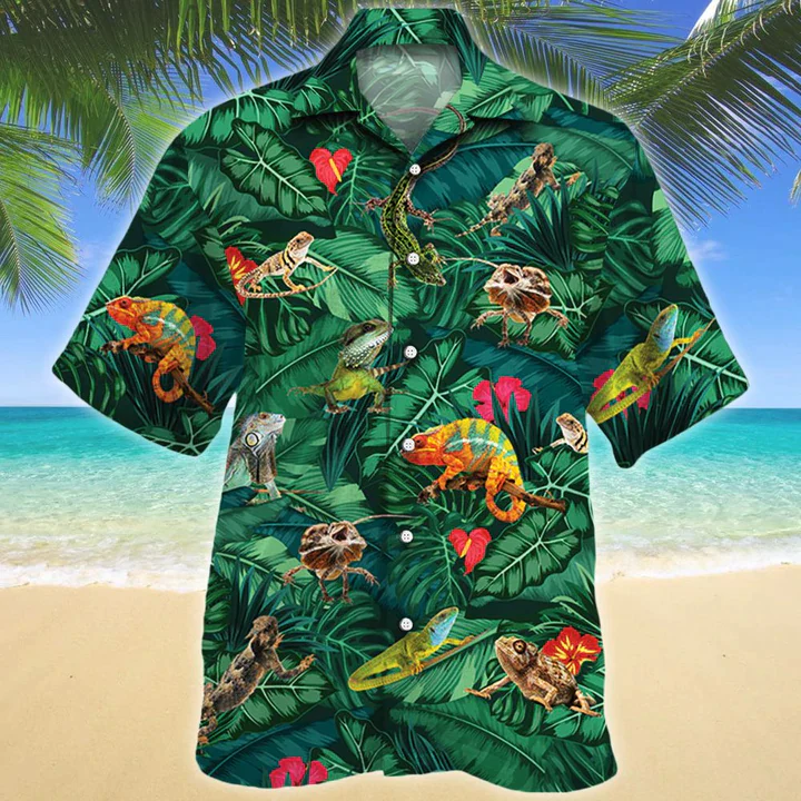 Lizard Lovers Gift Trendy Hawaiian Shirt, Animal Trendy Hawaiian Shirt Men, Women, Short Sleeve Hawaiian Aloha Shirt