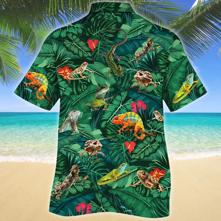 Lizard Lovers Gift Trendy Hawaiian Shirt, Animal Trendy Hawaiian Shirt Men, Women, Short Sleeve Hawaiian Aloha Shirt