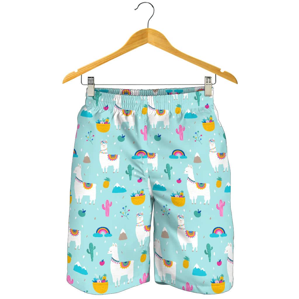 Llama Alpaca Cactus Leaves Pattern For Men Women Kid Shorts