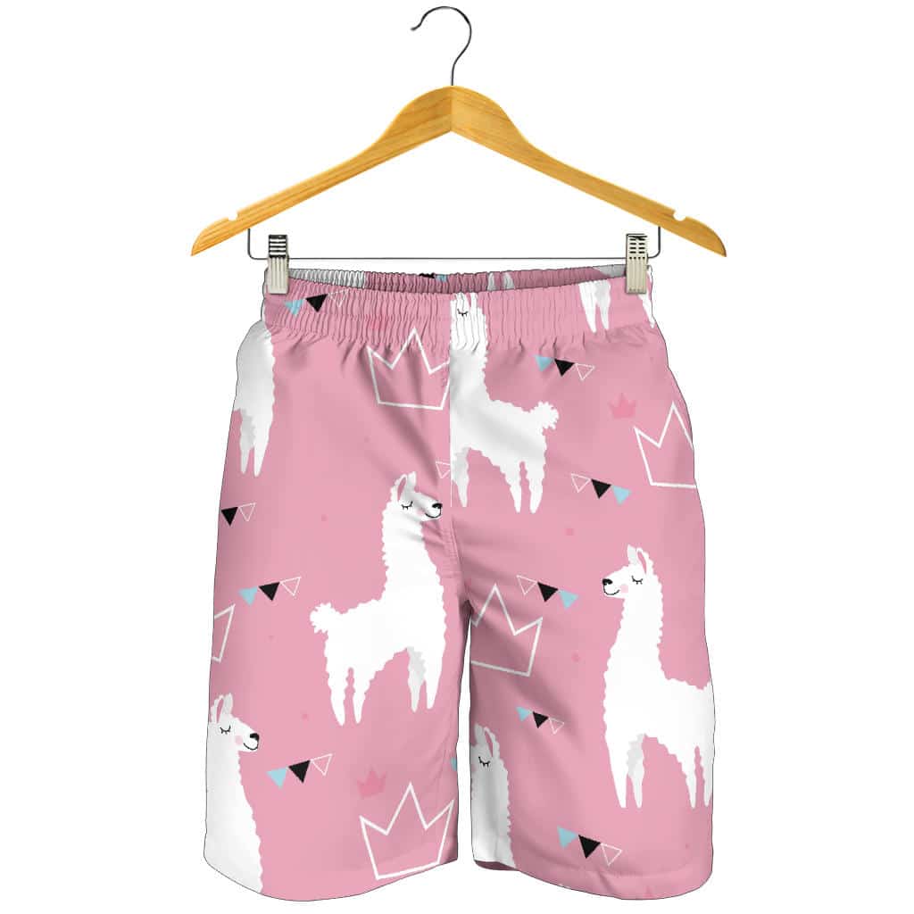 Llama Alpaca Pink Background For Men Women Kid Shorts