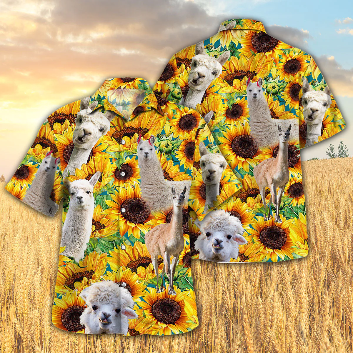 Llama Amidst Sunflowers 3D Hawaiian Shirt Vibrant Printed Design