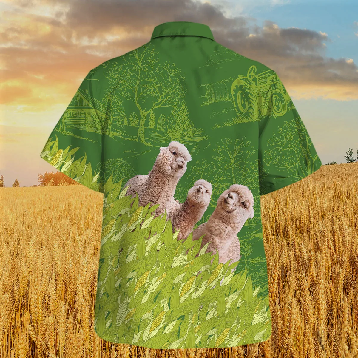 Llama Farm Corn Pattern Trendy Hawaiian Shirt, Llama Trendy Hawaiian Shirt, Summer Trendy Hawaiian Shirt For Men And Women