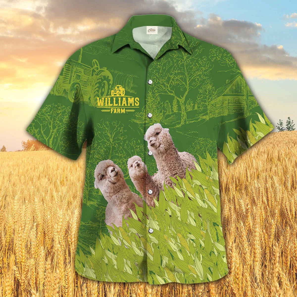 Llama Farm Corn Pattern Trendy Hawaiian Shirt, Llama Trendy Hawaiian Shirt, Summer Trendy Hawaiian Shirt For Men And Women Llama Farm Corn Pattern Trendy Hawaiian Shirt, Llama Trendy Hawaiian Shirt, Summer Trendy Hawaiian Shirt For Men And Women