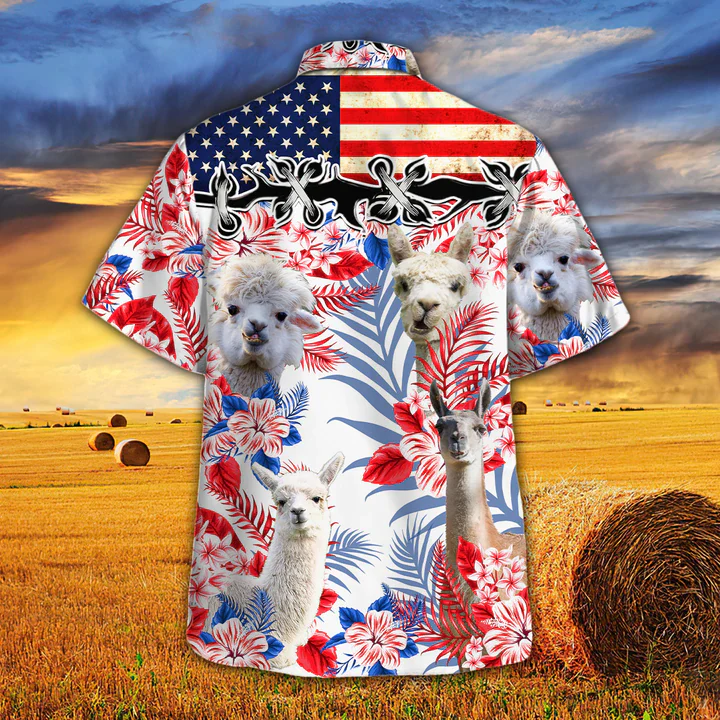 Llama Lovers American Flag Trendy Hawaiian Shirt, Llama Aloha Trendy Hawaiian Shirt, Trendy Hawaiian Shirt Men, Trendy Hawaiian Shirt Women