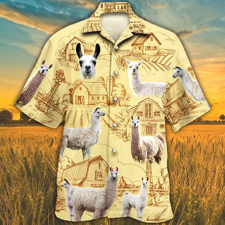 Llama Lovers Farm Trendy Hawaiian Shirt, Animal Llama Short Sleeve Hawaiian Aloha Shirt For Men, Women Llama Lovers Farm Trendy Hawaiian Shirt, Animal Llama Short Sleeve Hawaiian Aloha Shirt For Men, Women