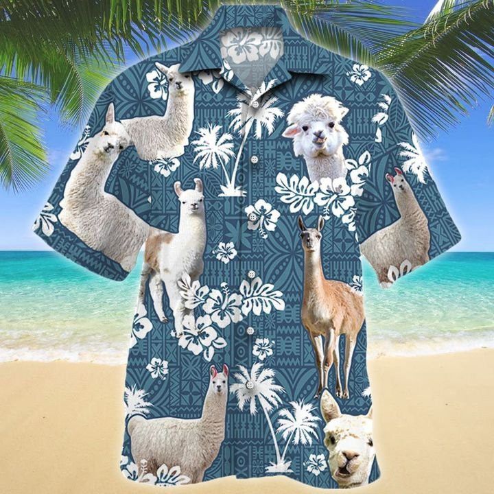 Llama Tribal Blue 3D Hawaiian Shirt Cultural Modern Fusion