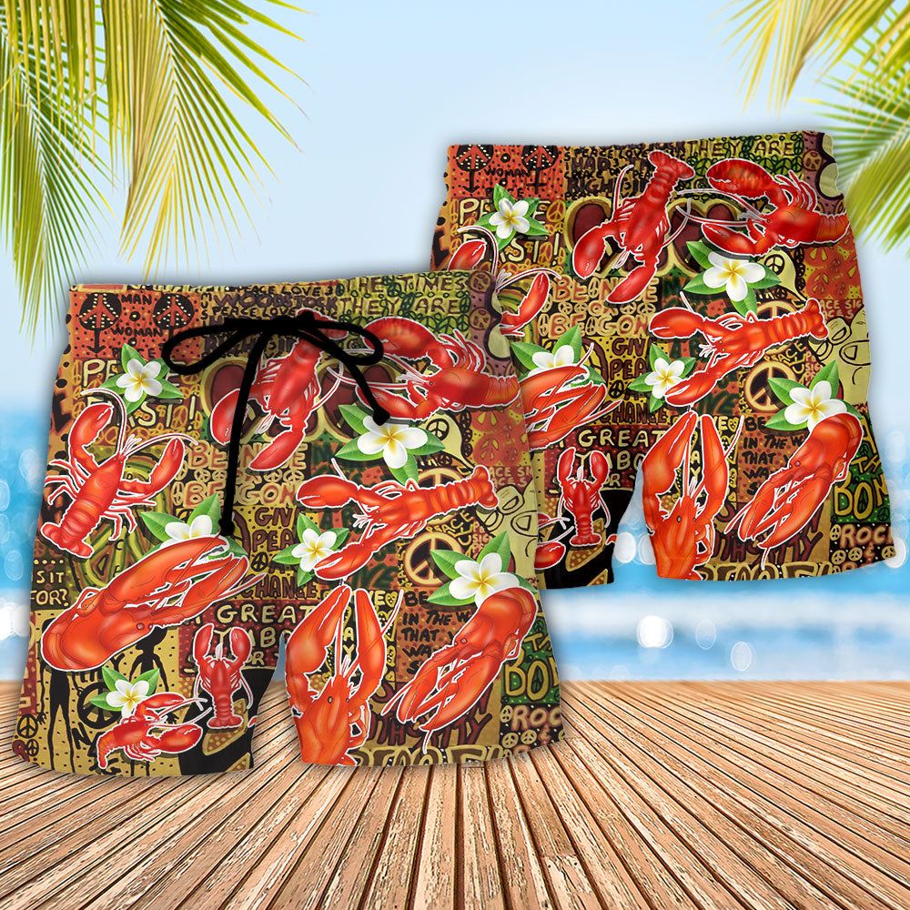 Lobster Everybody In The Hot Tub Hippie Tropical Vibe Trendy Aloha Hawaiian Beach Shorts