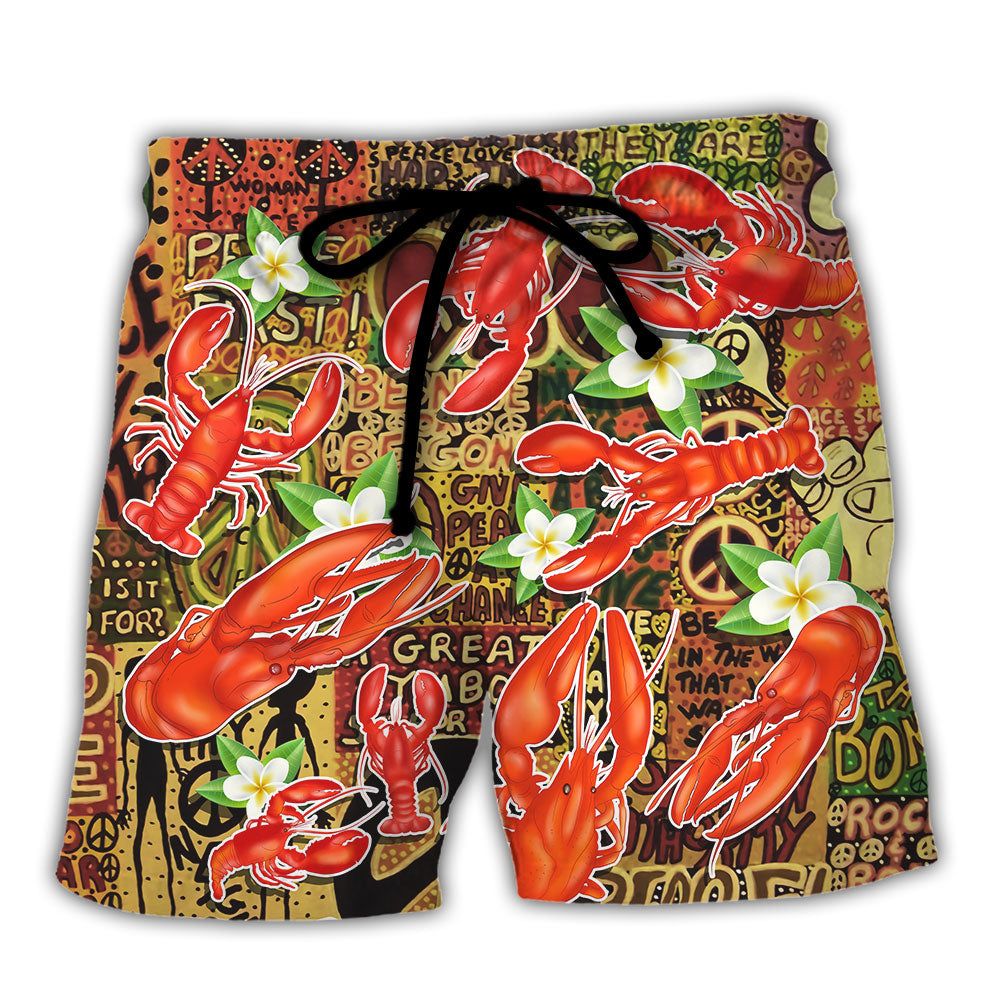 Lobster Everybody In The Hot Tub Hippie Tropical Vibe Trendy Aloha Hawaiian Beach Shorts Lobster Everybody In The Hot Tub Hippie Tropical Vibe Trendy Aloha Hawaiian Beach Shorts