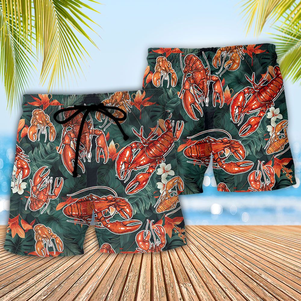 Lobster It’s A Known Fact That Lobsters Fall In Love Tropical Vibe Amazing Style Trendy Aloha Hawaiian Beach Shorts