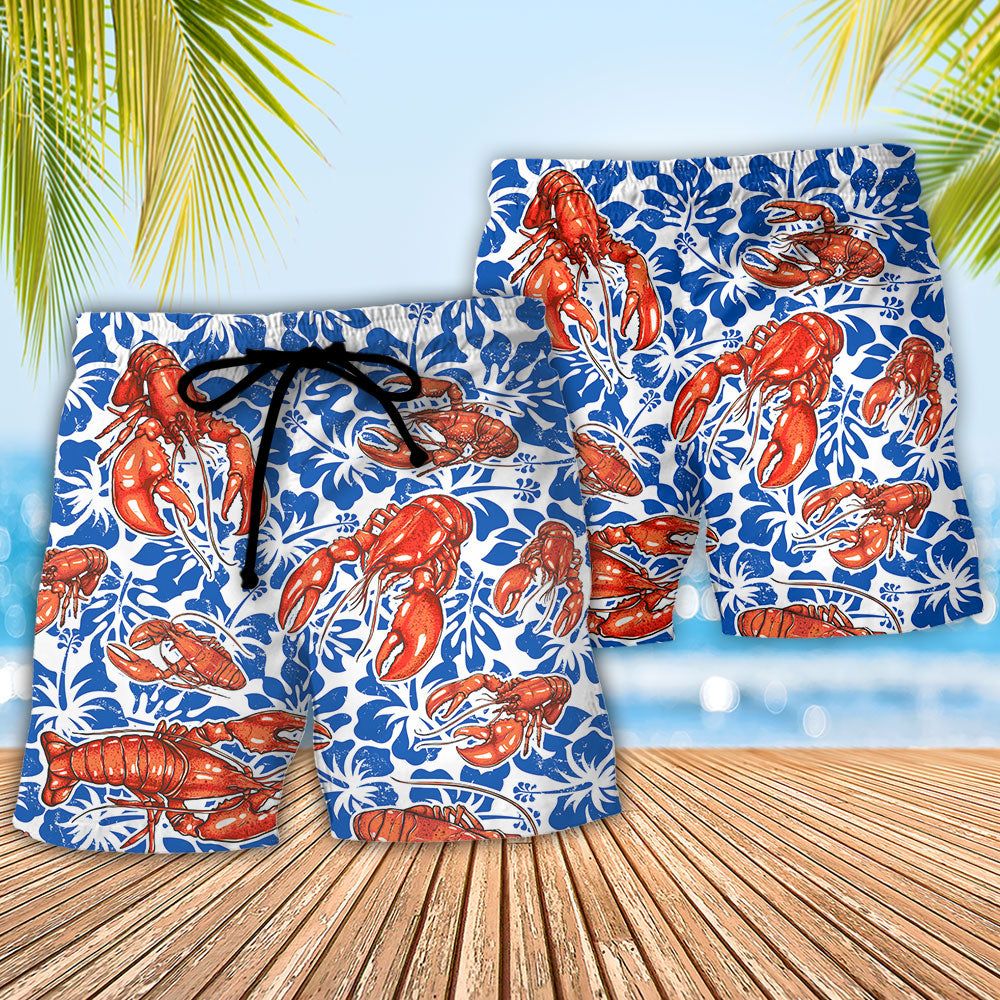 Lobster Party Like A Lob Star Tropical Vibe Amazing Style Trendy Aloha Hawaiian Beach Shorts