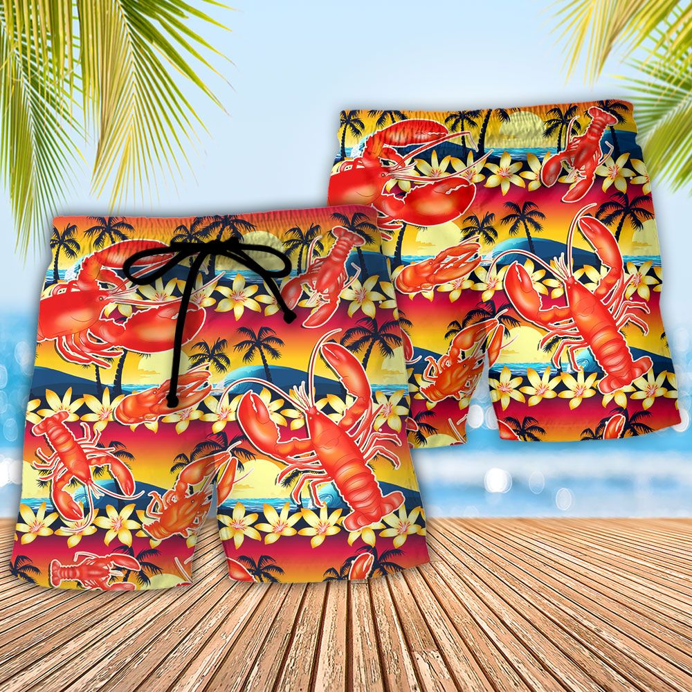 Lobster This Is What An Awesome Lobster Lover Looks Like Tropical Vibe Amazing Style Trendy Aloha Hawaiian Beach Shorts