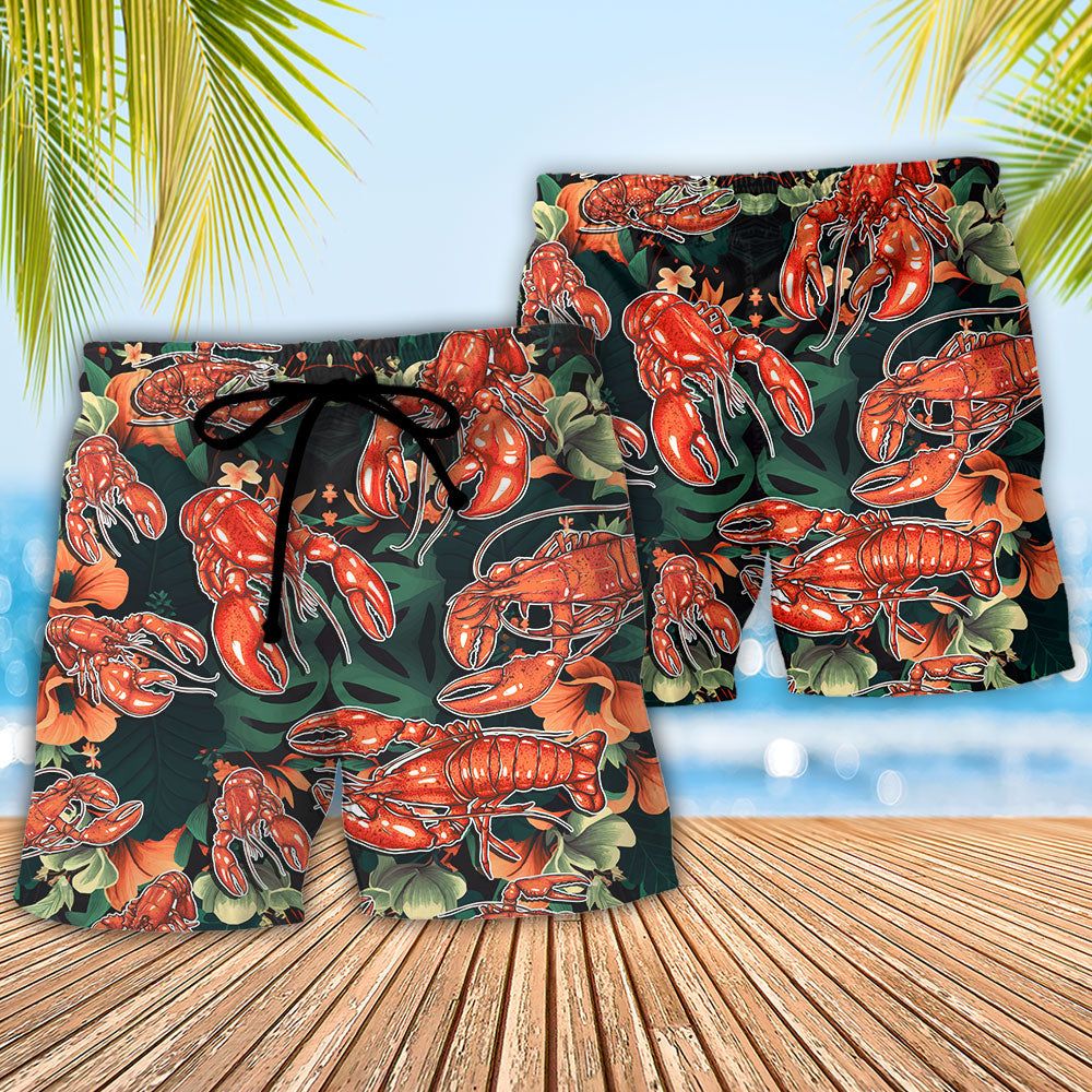 Lobster This Lobster Is So Uncooked Tropical Vibe Amazing Style Trendy Aloha Hawaiian Beach Shorts
