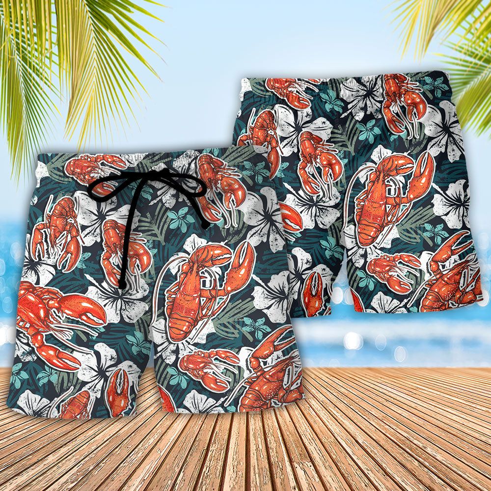 Lobster When Life Gives You Lemons Order The Lobster Tail Tropical Vibe Amazing Style Trendy Aloha Hawaiian Beach Shorts