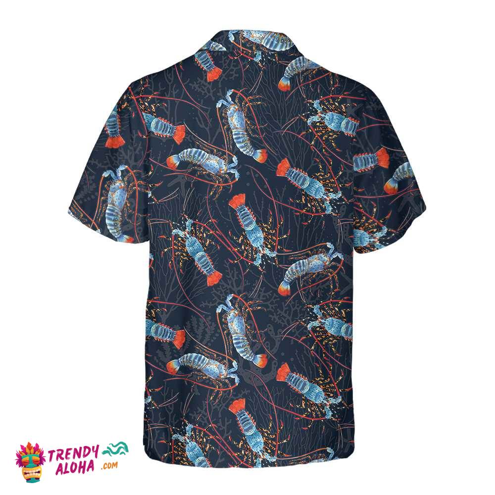 Lobster With Coral Reef Hawaiian Shirt, Funny Lobster Print Shirt For Men & Women