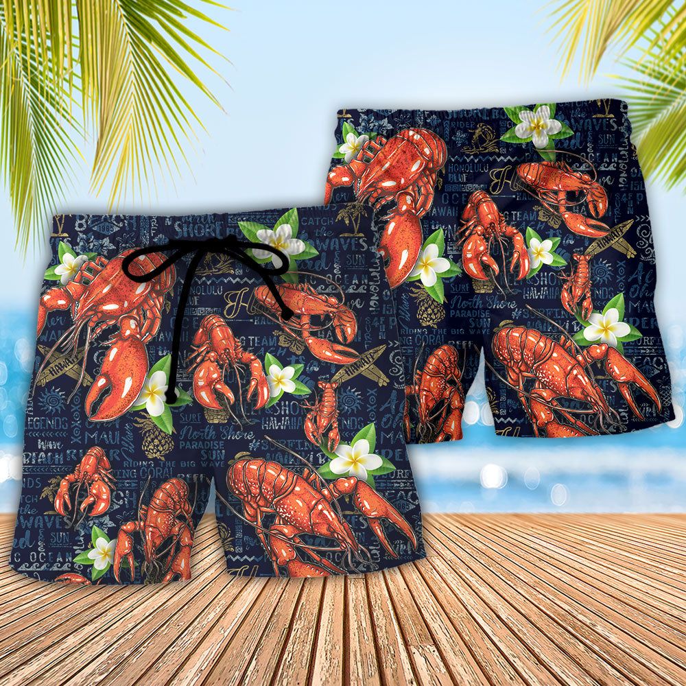 Lobstering Feed Me Lobster & Tell Me I’m Pretty Tropical Vibe Trendy Aloha Hawaiian Beach Shorts