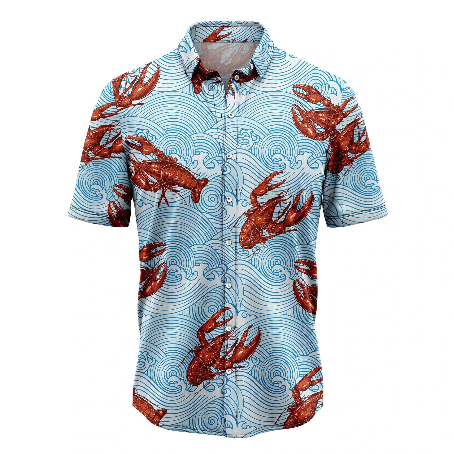 Lobsters Blue Waves Trendy Hawaiian Shirt, Summer Trendy Hawaiian Shirts For Men And Women Aloha Beach Shirt