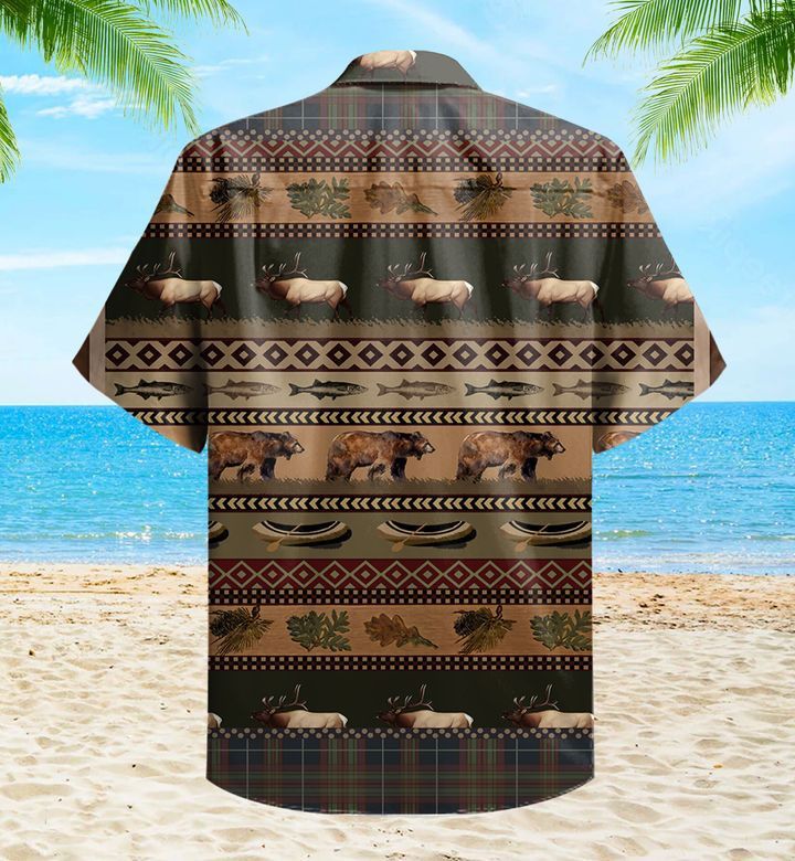 Lodge Bear Brown Trendy Hawaiian Shirt 3D Summer Gifts