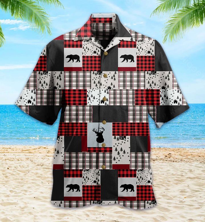 Lodge Bear Red Trendy Hawaiian Shirt 3D Summer Gifts