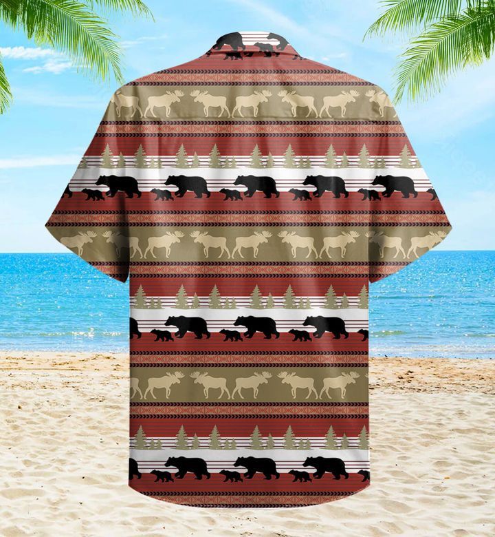 Lodge Moose And Bear Brown Trendy Hawaiian Shirt 3D Summer Gifts