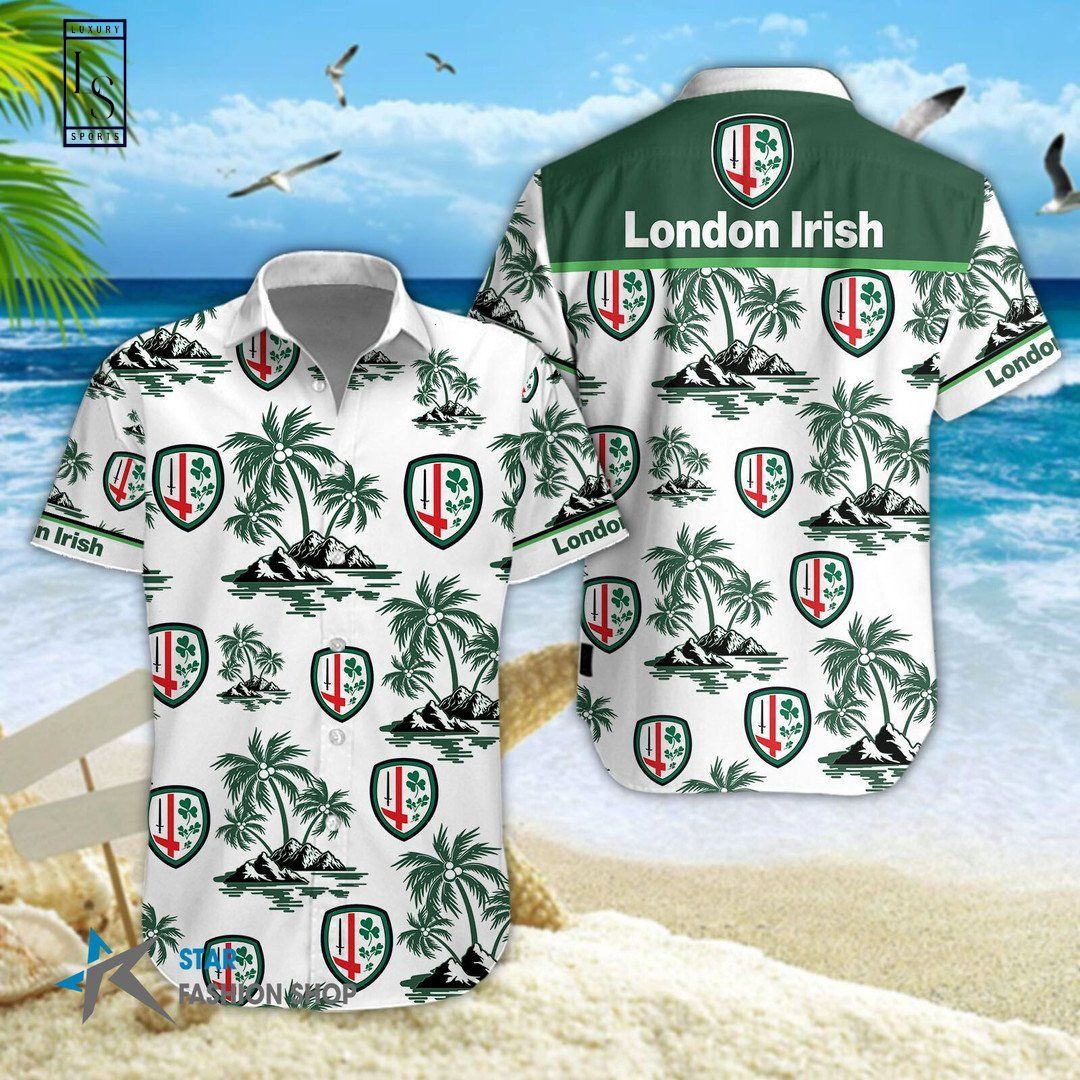 London Irish Rugby in a Vibrant Hawaiian Shirt