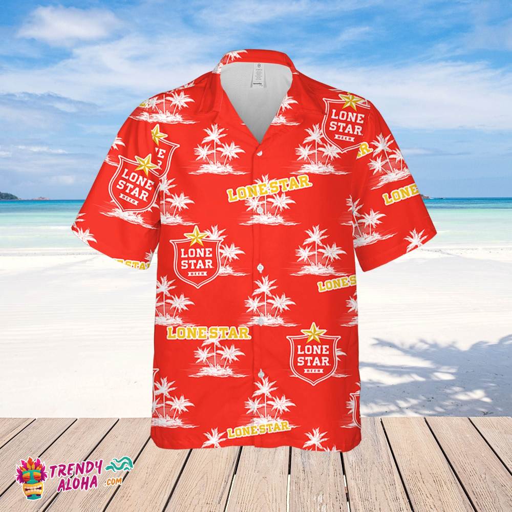Lone Star Hawaiian Coconut Island Pattern Hawaiian Beer Lover Shirt, Classic Flowers Beer Aloha Shirt