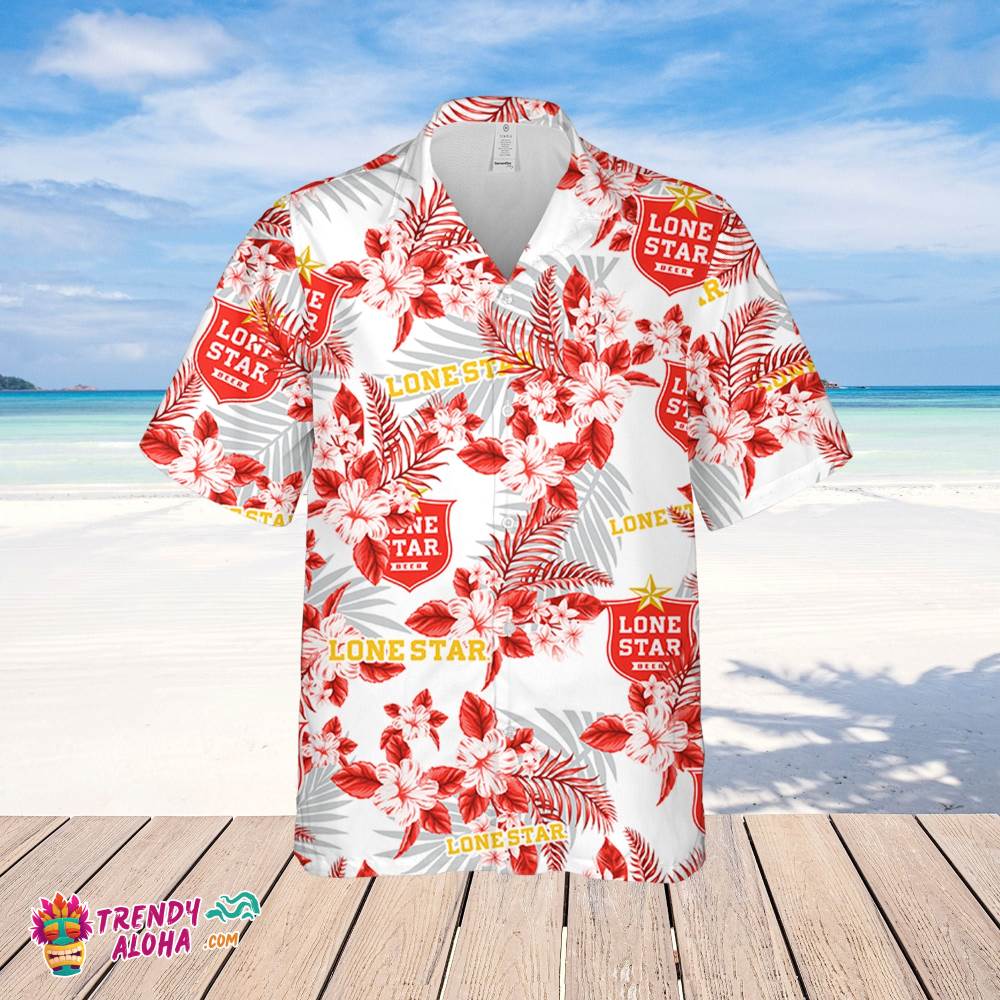 Lone Star Hawaiian Flowers Pattern Shirt, Hawaii Beer Loves Shirt, Summer Hawaii Shirt Beer, Flowers Shirt