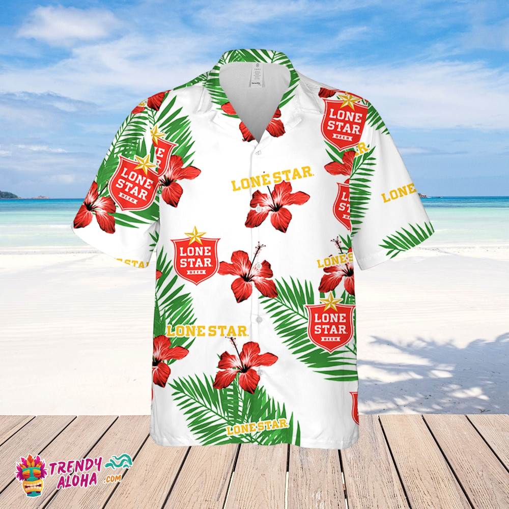 Lone Star Hawaiian Hibiscus Flower Pattern,Tropical Beach Shirt, Hawaiian Flower Shirt, Hawaiian Beer Shirt