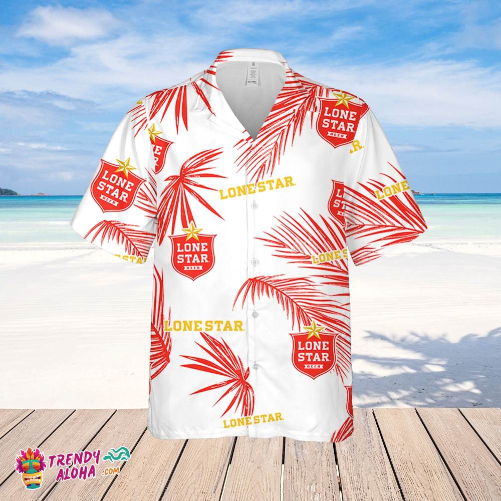 Lone Star Hawaiian Palm Leaves Pattern Shirt, Beer Summer Party Hawaiian Shirt, Schlitz Beer Shirt