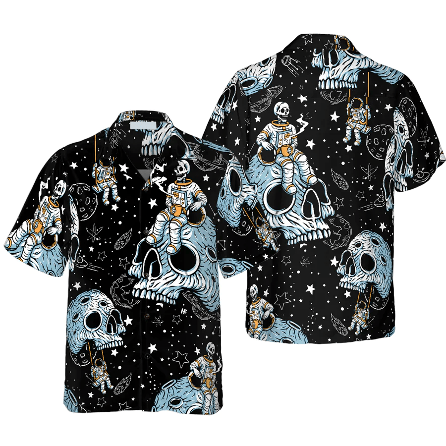 Lonely Skull Planet Outta Space Trendy Hawaiian Shirt, Summer Trendy Hawaiian Shirt For Men And Women