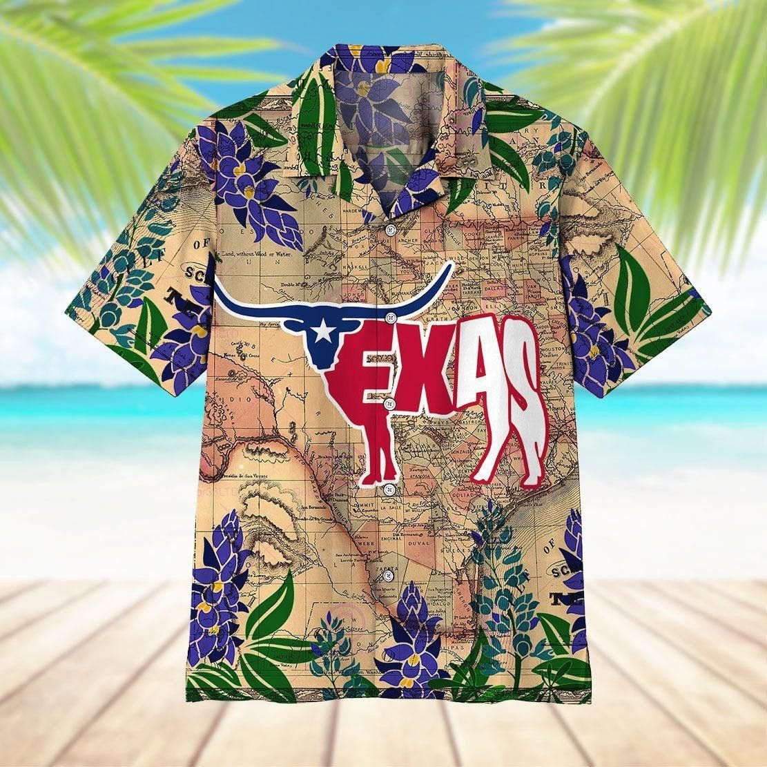 Longhorn Flag Texas Trendy Hawaiian Shirt