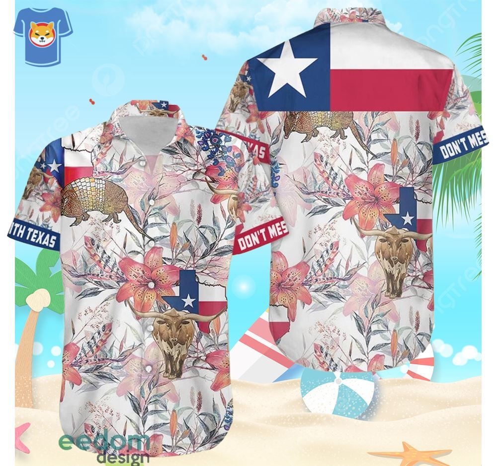 Longhorn Shirt – Texas Longhorn Bluebonnet And Armadillo Hawaiian Shirt Best Summer Gift For Fans