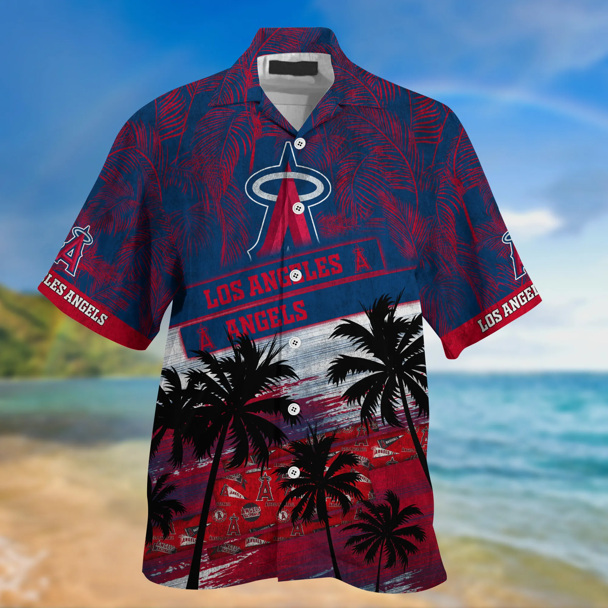 Los Angeles Angels MLB Palm Tree Pattern Hawaii Shirt For Sports Fans Unisex Sport Hawaii Shirt