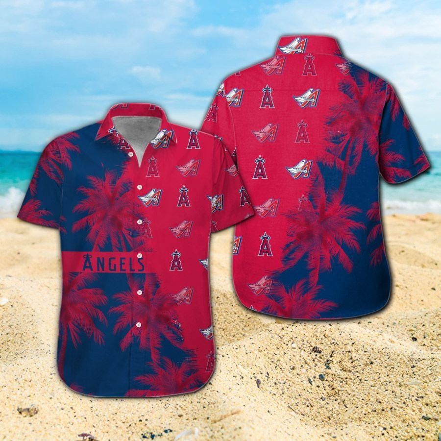Los Angeles Angels Short Sleeve Button Up Tropical Hawaiian Shirt VER06