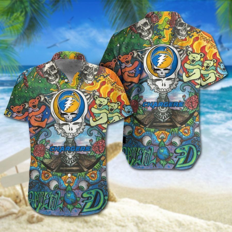 Los Angeles Chargers Grateful Dead NFL Gift For Fan Hawaiian Shirt & Short
