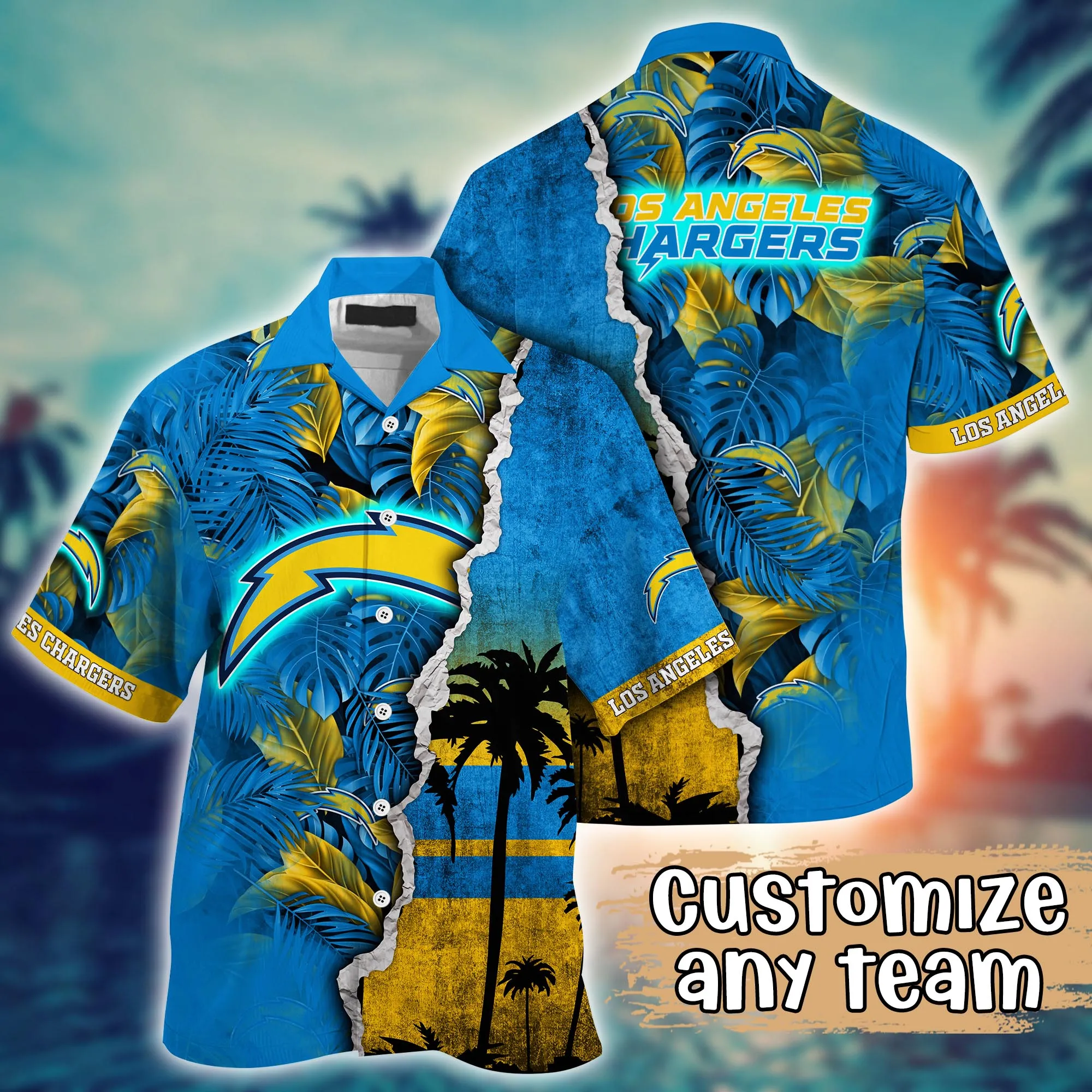 Los Angeles Chargers NFL Hawaiian Shirt Custom Sunscreen Aloha Shirt Los Angeles Chargers NFL Hawaiian Shirt Custom Sunscreen Aloha Shirt
