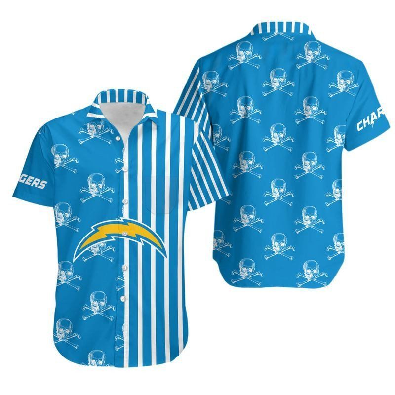 Los Angeles Chargers Stripes And Skull Hawaii Shirt And Shorts Summer Collection Trendy Aloha