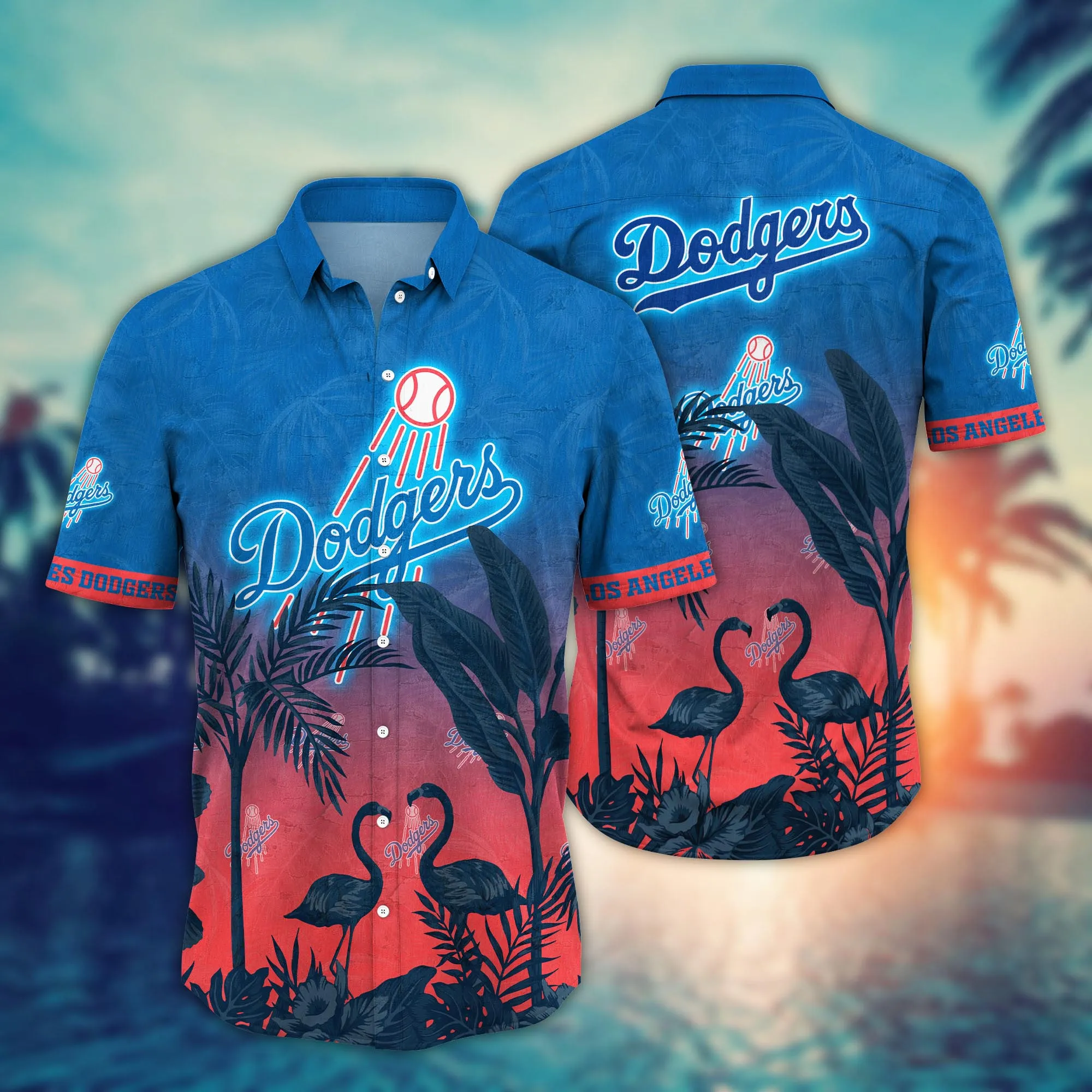 Los Angeles Dodgers MLB Hawaiian Shirt Tan Linestime Aloha Shirt