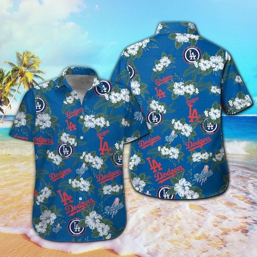 Los Angeles Dodgers Short Sleeve Button Up Tropical Hawaiian Shirt VER08