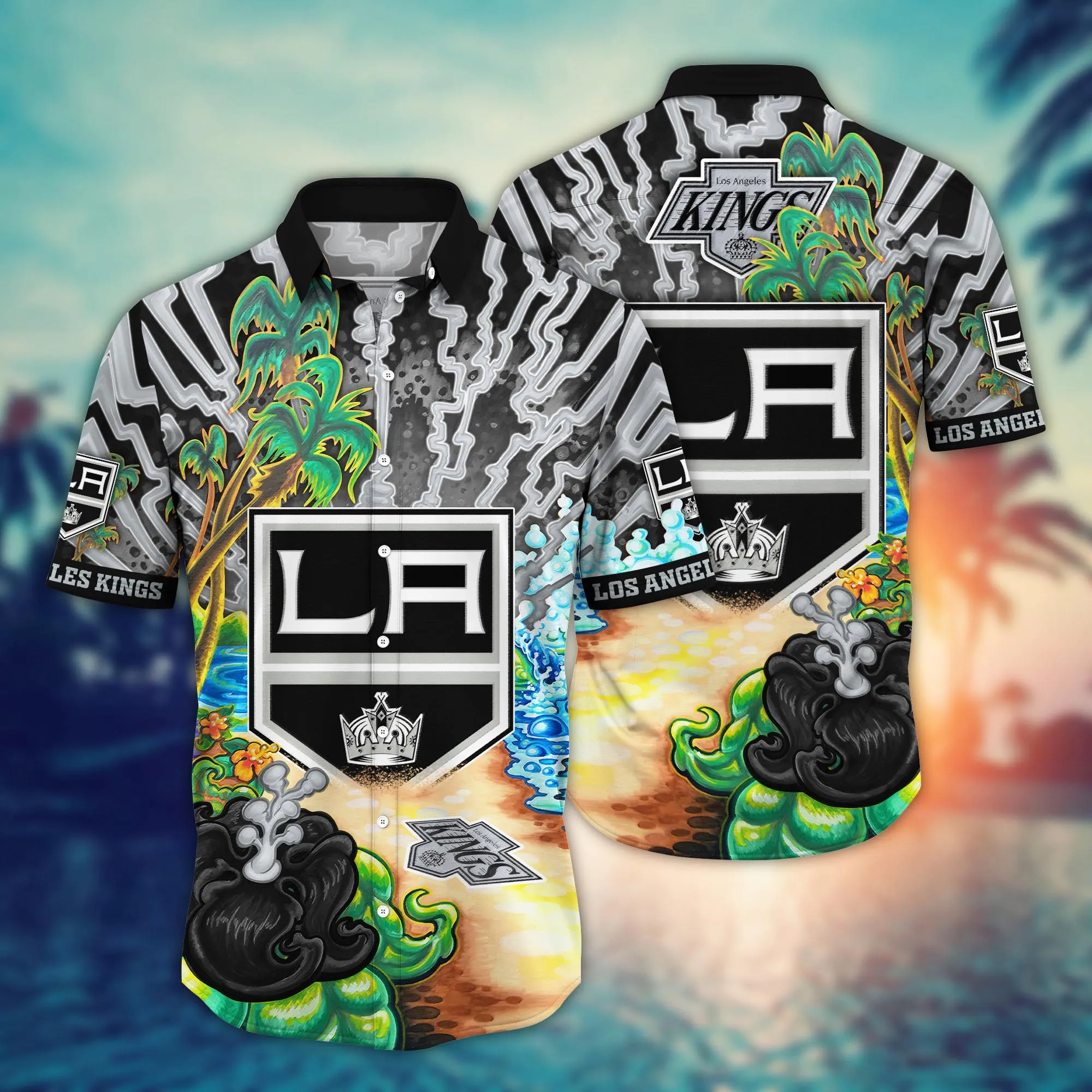 Los Angeles Kings NHL Hawaiian Shirt Sun Showerstime Aloha Shirt Los Angeles Kings NHL Hawaiian Shirt Sun Showerstime Aloha Shirt