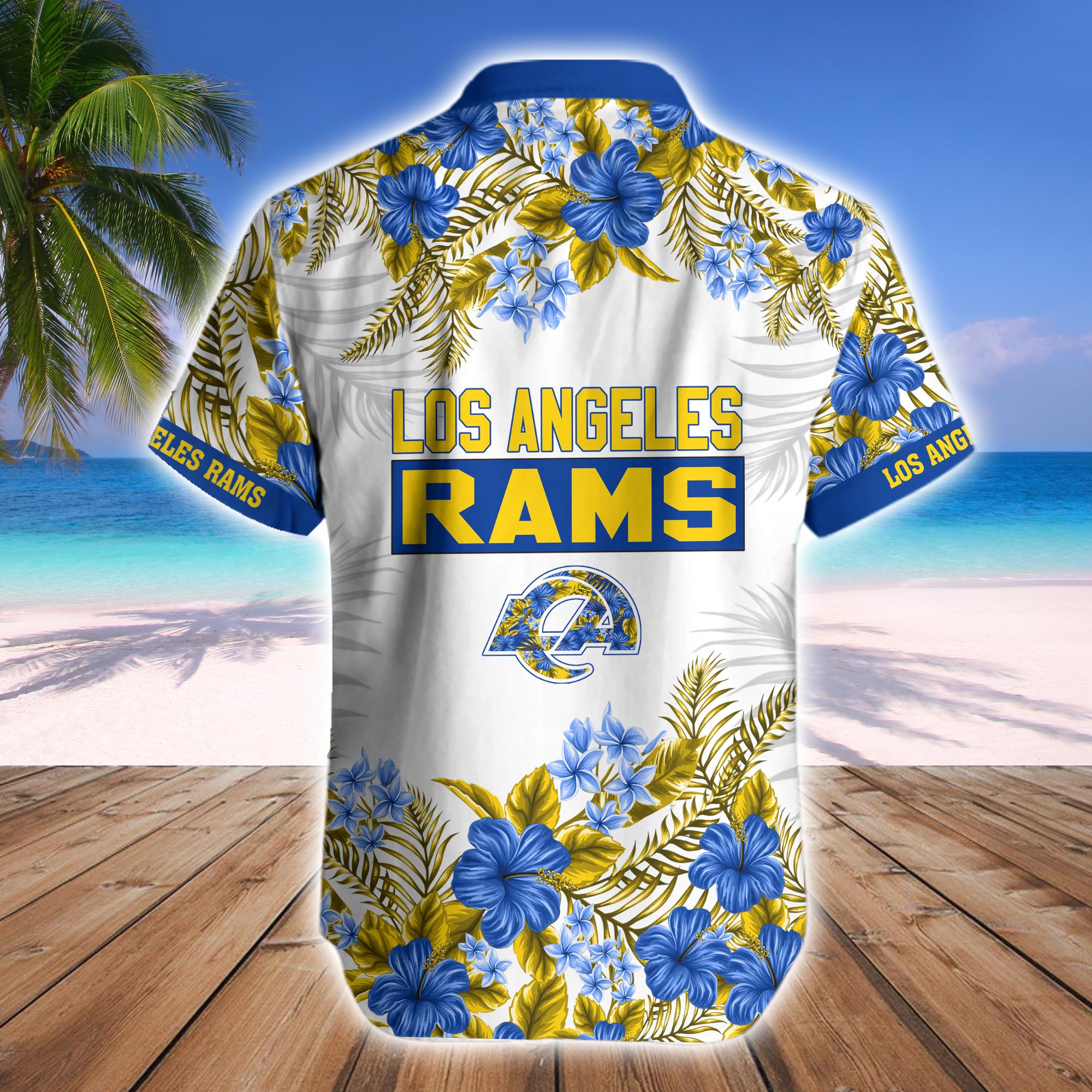 Los Angeles Rams Beach Vibes Hawaiian Shirt Shorts Fan Collection
