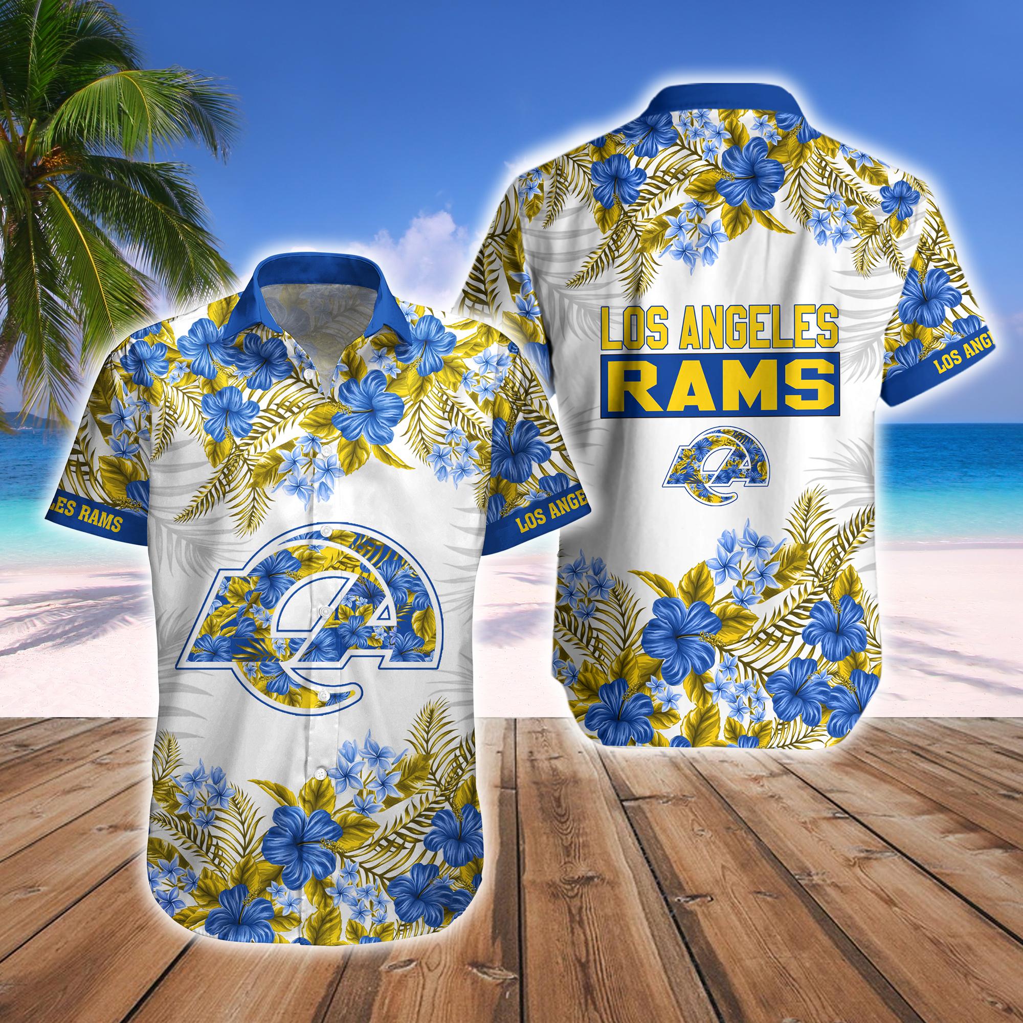 Los Angeles Rams Beach Vibes Hawaiian Shirt Shorts Fan Collection Los Angeles Rams Beach Vibes Hawaiian Shirt Shorts Fan Collection