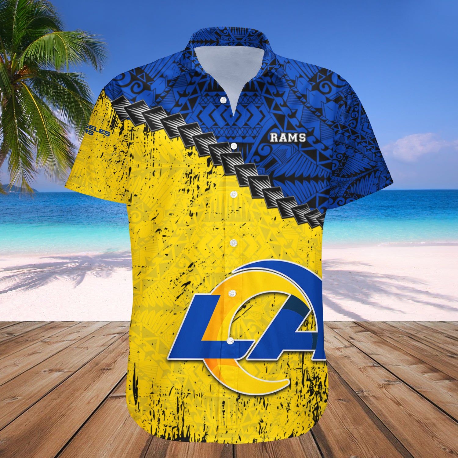Los Angeles Rams Hawaii Shirt Grunge Polynesian Tattoo – NFL